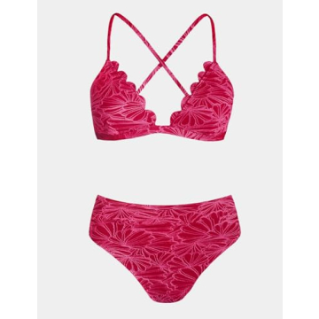 CUPSHE Stylish High Waisted Scalloped Bikini Set