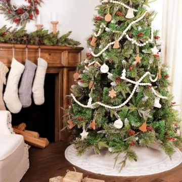 LimBridge 36 Inch Knitted Cream Christmas Tree Skirt