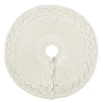 LimBridge 36 Inch Knitted Cream Christmas Tree Skirt