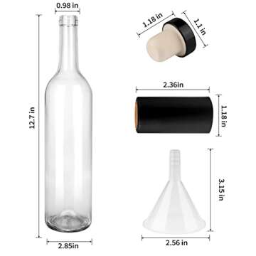 GUANENA 8 Pack 750ml Clear Glass Bottles with Cork Lids and PVC Shrink Capsules, Empty Home Brewing ...