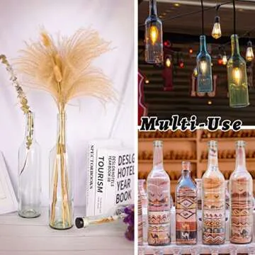 GUANENA 8 Pack 750ml Clear Glass Bottles with Cork Lids and PVC Shrink Capsules, Empty Home Brewing Wine Bottles with Funnel for Sparkling Wine, Juice, Kombucha, Beverages