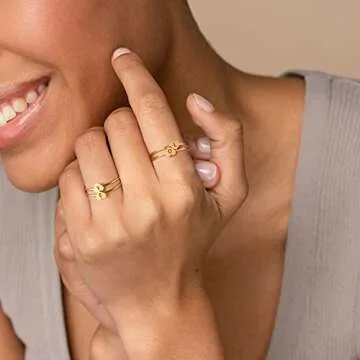 Personalized 14K Gold Filled Heart Initial Rings for Women