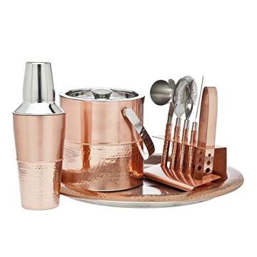 Godinger 9 Piece Copper Barware Set for Entertaining and Decor