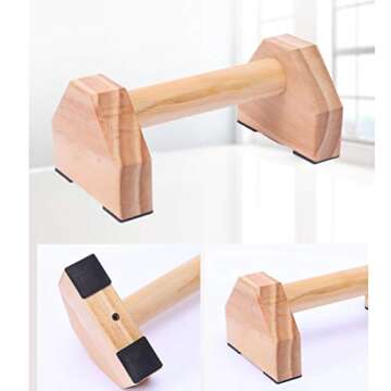 Wakauto 2pcs Wood Push Up Bars with Full Non-Slip Baseplate Pushup Handle for Floor Workouts Parallettes Stretch Stand Strength Training Pushup Stands for Men Women Home Gym Fitness