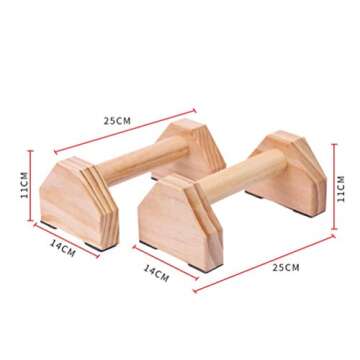 Wakauto 2pcs Wood Push Up Bars with Full Non-Slip Baseplate Pushup Handle for Floor Workouts Parallettes Stretch Stand Strength Training Pushup Stands for Men Women Home Gym Fitness