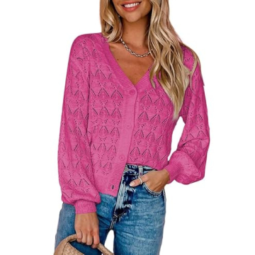 Dokotoo Summer Cardigans for Women 2024 Casual Lightweight Cardigans Long Sleeve Cropped Cardigans F...