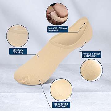 Ordenado Women's 9 Pairs Casual Thin No Show Socks Non Slip Flat Boat Line