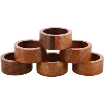 ARN CRAFT Wooden Napkin Ring for Weddings Dinner Parties or Every Day Use (Set of 12, Plane)