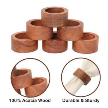 ARN CRAFT Wooden Napkin Ring for Weddings Dinner Parties or Every Day Use (Set of 12, Plane)