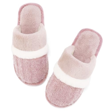 House Slippers for Women Fluffy Memory Foam Cute Comfy Fuzzy Slippers Slip on Anti-Skid Christmas Gi...