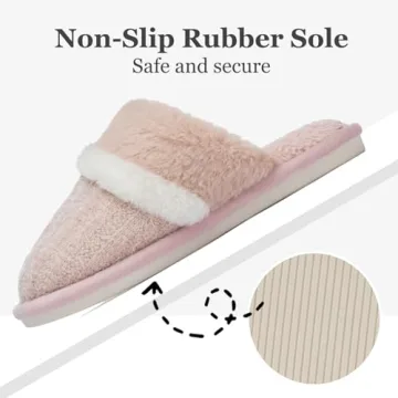 House Slippers for Women Fluffy Memory Foam Cute Comfy Fuzzy Slippers Slip on Anti-Skid Christmas Gifts for Women Mom Indoor and Outdoor Size 7 8 Pink