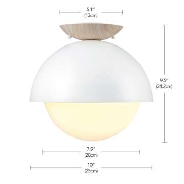 Globe Electric Oswald 1-Light Flush Mount with Wood Accent