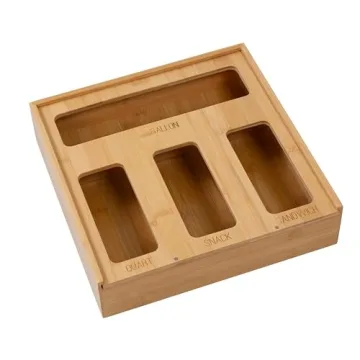 Honey Can Do Bamboo Plastic Bag Organizer Multi-Size KCH-09859