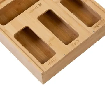 Honey Can Do Bamboo Plastic Bag Organizer Multi-Size KCH-09859