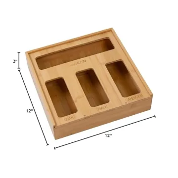 Honey Can Do Bamboo Plastic Bag Organizer Multi-Size KCH-09859