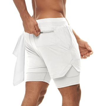 FLYFIREFLY Men's 2-in-1 Workout Running Shorts 7" Lightweight Gym Yoga Training Sport Short Pants