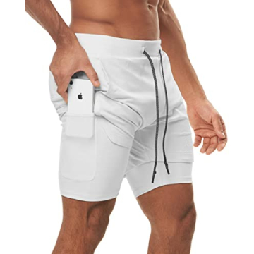 FLYFIREFLY Men's 2-in-1 Running Shorts for Gym and Yoga