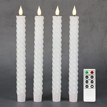 Rhytsing Flameless Twist Taper Candles with Remote & Timer