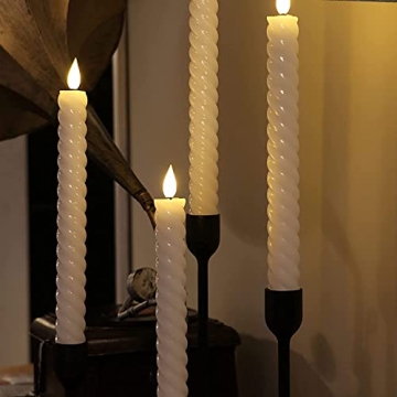 Rhytsing Flameless Twist Taper Candles with Remote & Timer