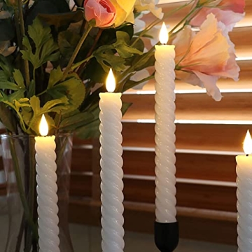 Rhytsing Flameless Twist Taper Candles with Remote & Timer