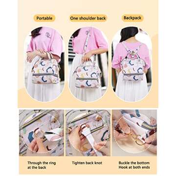 SYNPOS Breast Pump Bag with Cooler Pocket, Mini Pumping Bags for Working Moms, Breast Milk Cooler Bags with Smooth Zipper and Double Layer Waterproof, Cooler Tote Bag for Travel（No Include ice Pack）