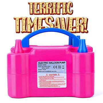 MESHA Air Balloon Pump Electric, Portable Inflator Dual-Nozzle Globos Machine, Air Balloon Blower Filler, Buddy for Party Balloon Arch & Column Stand 110V 600W Air Pump-Rose Red