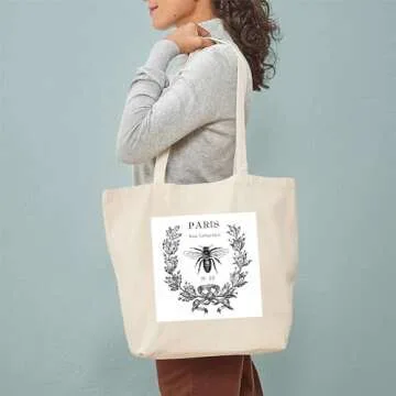 CafePress PARIS Bee Tote Bag Reusable Natural Beige Canvas Shopping Bag