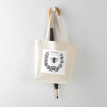 CafePress PARIS Bee Tote Bag Reusable Natural Beige Canvas Shopping Bag