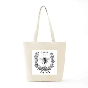 CafePress PARIS Bee Tote Bag Reusable Natural Beige Canvas Shopping Bag