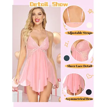 Avidlove Sexy Lace Babydoll Lingerie with Floral Design