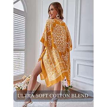MayBuy Boho Kimono Cardigans Dusters for Women Plus Size Summer Beach Long Swimsuit Cover Ups Resort...