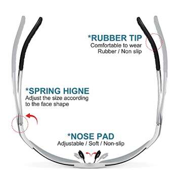 LASHION Polarized Sunglasses Men, Cycling Golf Running Driving Sports Polarized Sunglasses, Men's Sunglasses Polarized UV Protection, Ultralight Al-Mg Metal Frame (Silver/Silver)