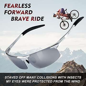 LASHION Polarized Sunglasses Men, Cycling Golf Running Driving Sports Polarized Sunglasses, Men's Sunglasses Polarized UV Protection, Ultralight Al-Mg Metal Frame (Silver/Silver)