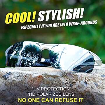 LASHION Polarized Sunglasses Men, Cycling Golf Running Driving Sports Polarized Sunglasses, Men's Sunglasses Polarized UV Protection, Ultralight Al-Mg Metal Frame (Silver/Silver)