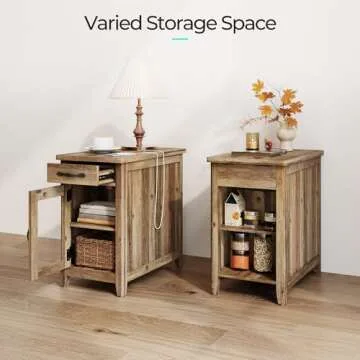 Stylish LINSY HOME End Table with Charger: Versatile & Compact