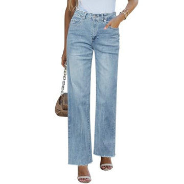 GRAPENT Women’s Stylish High-Waisted Jeans in Ice Blue Size Small
