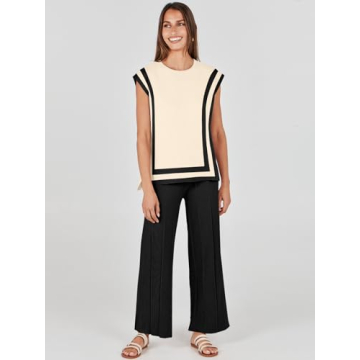 ANRABESS Women's Summer Lounge Set Apricot-Black