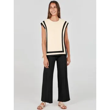 ANRABESS Women's Summer Lounge Set Apricot-Black