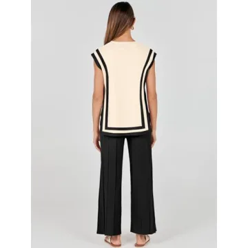 ANRABESS Women's Summer Lounge Set Apricot-Black