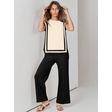 ANRABESS Women's Summer Lounge Set Apricot-Black