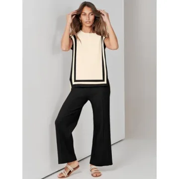 ANRABESS Women's Summer Lounge Set Apricot-Black