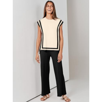 ANRABESS Women's Summer Lounge Set Apricot-Black