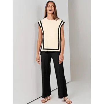 ANRABESS Women's Summer Lounge Set Apricot-Black