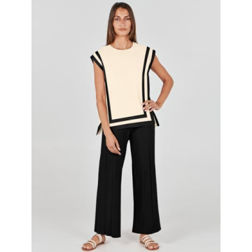 ANRABESS Women's Summer Lounge Set Apricot-Black