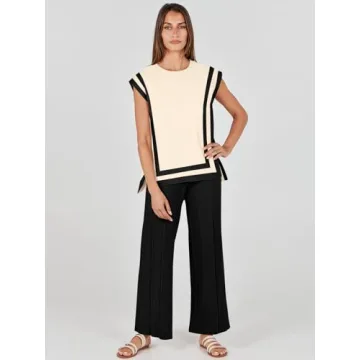 ANRABESS Women's Summer Lounge Set Apricot-Black