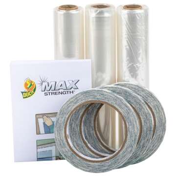 Duck Brand Winter Window Insulation Kit – Window Seal Rolled Shrink Film Covers Up to 15 3’ x 5?...