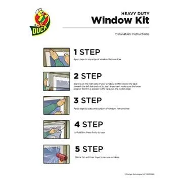 Duck Brand Winter Window Insulation Kit – Window Seal Rolled Shrink Film Covers Up to 15 3’ x 5’ Windows – Window Tape Included – Easy Indoor Installation - Clear - 15-Pack (288069)