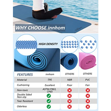 innhom Non-Slip Yoga Mat, 1/3 inch Thick & Portable