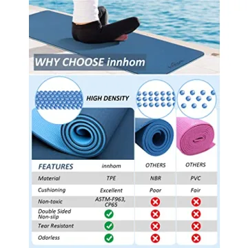 innhom Non-Slip Yoga Mat, 1/3 inch Thick & Portable