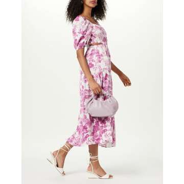 Anaya Square Neck Tiered Maxi Dress in Floral Print